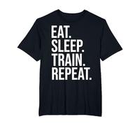 Eat Sleep Train Repeat Frase Camiseta, Hombre Tallas Grandes, Negro, 2X Alto