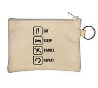 Eat Sleep Travel Repeat Avión Logo Llavero Monedero Beige, beige, Talla única