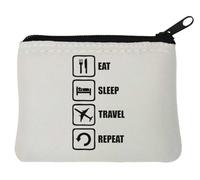 Eat Sleep Travel Repeat Avión Logo Monedero de neopreno 10 x 11 cm, color blanco, White, Talla única