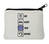 Eat Sleep Trip Repeat Trippy - Monedero de neopreno con eslogan (10 x 11 cm), color blanco, White, Talla única