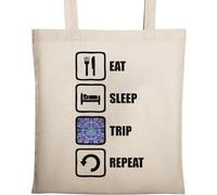 Eat Sleep Trip Repeat Trippy Slogan - Bolsa de algodón ecológico natural, color beige, beige, Talla única