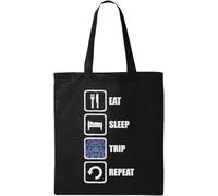 Eat Sleep Trip Repeat Trippy Slogan - Bolsa de algodón ecológico natural, color negro, Black, Talla única