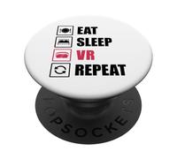 Eat Sleep VR Repetir Diversión Realidad Virtual Gamer Desarrollador PopSockets PopGrip Adhesivo