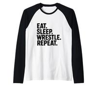 Eat Sleep Wrestle Repeat Camiseta Manga Raglan
