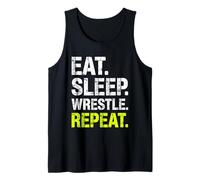Eat Sleep Wrestle Repeat, Divertido Entrenamiento de Lucha Libre Camiseta sin Mangas