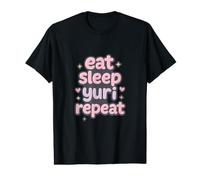 Eat Sleep Yuri Repeat Japanese Girl Love Manga Yaoi LBGT Camiseta gráfica económica