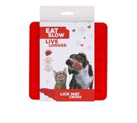 Eat Slow Live Longer Licking Mat Crosses - Alfombrilla cuadrada para olfatear (19 x 19 cm, comedero lento, distracción, para perros y gatos, apto para lavavajillas, comedero antideslizante, color rojo