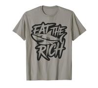 Eat The Rich - Arte de protesta de Graffiti de tiburón monocromático Camiseta