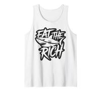 Eat The Rich - Arte de protesta de Graffiti de tiburón monocromático Camiseta sin Mangas