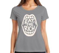 Eat The Rich Boca Dientes Punk Statement Camiseta para mujer, gris, 3XL