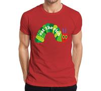 Eat The Rich - Camiseta para hombre, diseño de oruga hambrienta, rojo, S