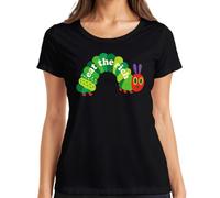 Eat The Rich - Camiseta para mujer, diseño de oruga hambrienta, Negro , S