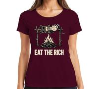 Eat the Rich Capitalismo Crítica Declaración de Crítica Camiseta Mujer, granate, 3XL