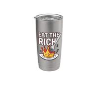 Eat The Rich Cita Izquierda Humor anticapitalista Riqueza Vaso térmico de acero inoxidable de doble pared