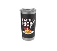 Eat The Rich Cita Izquierda Humor anticapitalista Riqueza Vaso térmico de acero inoxidable de doble pared