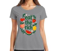 Eat the Rich Frutas Fresa Statement - Camiseta para mujer, gris, 3XL
