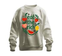 Eat the Rich Frutas Fresa Statement Sudadera Sudadera, Natural, L