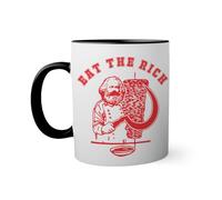 eat the rich karl marx kebab Taza de color negro con mango a juego 330ml