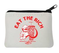Eat The Rich Karl Marx - Monedero de neopreno (10 x 11 cm), color blanco, White, Talla única
