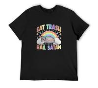 Eat Trash Hail Satan Cute Kawaii Pastel Goth Possum Lover Men's Cotton T-Shirt Black Shirt Top tee XL