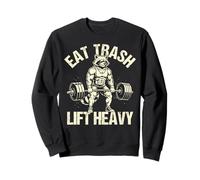 Eat Trash Lift Heavy Funny Raccoon Halterofilia Amante del Gimnasio Sudadera