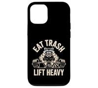 Eat Trash Lift Heavy Raccoon Gym Humor Fitness Diseño Carcasa para iPhone 12/12 Pro