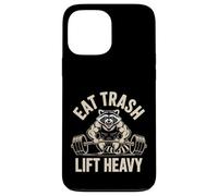 Eat Trash Lift Heavy Raccoon Gym Humor Fitness Diseño Carcasa para iPhone 13 Pro MAX