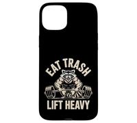 Eat Trash Lift Heavy Raccoon Gym Humor Fitness Diseño Carcasa para iPhone 15 Plus