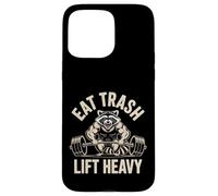 Eat Trash Lift Heavy Raccoon Gym Humor Fitness Diseño Carcasa para iPhone 15 Pro MAX