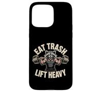 Eat Trash Lift Heavy Raccoon Gym Humor Fitness Diseño Carcasa para iPhone 15 Pro MAX