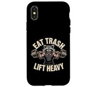 Eat Trash Lift Heavy Raccoon Gym Humor Fitness Diseño Carcasa para iPhone X/XS