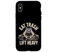 Eat Trash Lift Heavy Raccoon Gym Humor Fitness Diseño Carcasa para iPhone X/XS