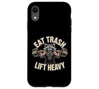 Eat Trash Lift Heavy Raccoon Gym Humor Fitness Diseño Carcasa para iPhone XR