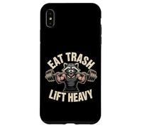 Eat Trash Lift Heavy Raccoon Gym Humor Fitness Diseño Carcasa para iPhone XS MAX