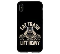 Eat Trash Lift Heavy Raccoon Gym Humor Fitness Diseño Carcasa para iPhone XS MAX