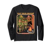 Eat Your Greens Bigfoot Sasquatch Retro Funny Adult Humor Manga Larga