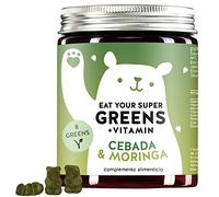 Eat Your Super Greens Vitamin - 8 Superalimentos - Moringa, Hierba de Cebada, Clorela, Vitamina B1, B6 y B12, Zinc y Hierro - Vegano - 60 Unidades - Bears with Benefits