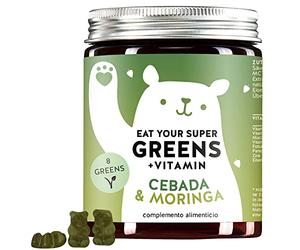 Eat Your Super Greens Vitamin - 8 Superalimentos - Moringa, Hierba de Cebada, Clorela, Vitamina B1, B6 y B12, Zinc y Hierro - Vegano - 60 Unidades - Bears with Benefits