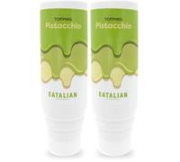 EATALIAN by AMZ BETTER Topping con Sabor a Pistacho, Crema Dulce Proteica en Squeezer de 300 gr, Made in Italy, Salsa de Pistacho Ideal para Decorar Helados, Postres y Dubai Chocolate (Paquete de 2)