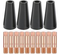 EATBALE 14AK 15AK Kit de puntas de boquilla sin gas con núcleo fundente, punta de contacto de soldadura MIG 0,9 mm 0,035 '' M6, para accesorios de soldador MIG MAG 15AK 14AK MB15 MB14 (14 piezas)