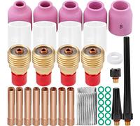 EATBALE 38 lentes de gas para antorcha de soldadura TIG #10, kit de copa de vidrio, para accesorios de antorcha de soldadura Tig, pinzas de lente de gas rechonchas para DB SR WP 9 20 25