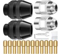 EATBALE 4486 Juego mandriles múltiples Accesorios, Portabrocas M7, Pinzas Latón Broca Eléctrica 0.8-3.2mm, Tuerca Metálica 4485, Portabrocas de cambio rápido sin llave para Dremel 7700 3000 4000 8200
