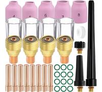 EATBALE Boquillas de alúmina Copa de Vidrio #10 Cuerpo de Pinza para TIG soplete Soldadura DB SR WP-9 20 25 Pistola de soldar Repuestos Copa de cerámica Pinza de latón Consumibles Kit de Accesorios