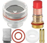 EATBALE Copa de vidrio Kit para TIG WP-17/18 / 26 antorcha de soldadura de gas Len 2.4 mm Collet Chuck Cuerpo de goma Juntas Copa Seal Finger Cot soldadura pistola Accesorios Kit