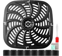 EATBALE Freidora de Aire Bandeja Parrilla para Chefman 8 QT XL Repuestos Placa de parrilla Protector de goma Bandeja antiadherente Rejilla Acero inoxidable Freidora de aire Kit de accesorios