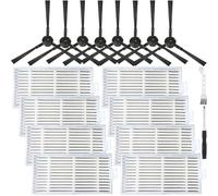 EATBALE HEPA Filter Side Brush Replacement for ILIFE ZACO V5 V3 V3s V5s Pro Robot Vacuum Cleaner Accessories, 8 Edge Side Brushes, 8 HEPA Filters, Reusable & Washable Spare Parts (16 Pcs)