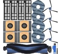 EATBALE Juego de repuestos para Eufy X10 Pro Omni Robot Aspirador 1 Cepillo Principal 4 Cepillos Laterales 4 Filtros HEPA 4 Paños para fregona 4 Bolsas para el Polvo Kit de Accesorios 17 Piezas