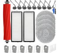 EATBALE Kit de Accesorios para Roborock QV 35A / QV 35S / QR598 / QR798 Robots aspiradores 1 Cepillo Principal 8 Cepillos Laterales 2 Filtros HEPA 4 Paños de mopa 6 Bolsas para el Polvo Repuestos