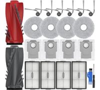 EATBALE Repuestos para Roborock Qrevo CurvX/Saros 10R / G20S Ultra Aspirador 2 cepillos Principales 6 cepillos Laterales 4 filtros HEPA 4 paños de fregado 4 Bolsas para el Polvo Kit de Accesorios