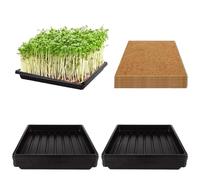 EATHEATY Juego de 12 Alfombrillas de Cultivo Microgreens con Bandeja de 10 x 10 Pulgadas, bandejas cuadradas para brotes de Semillas microverdes, Kit de Cultivo de Hierbas con Almohadillas de Yute